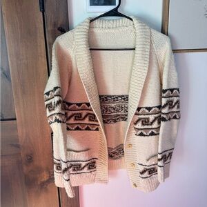 1970’s cowichan style shawl collar cardigan